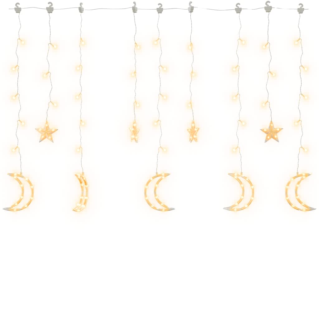 fairy lights-lyskæder stjerne og måne 138 LED'er varm hvid