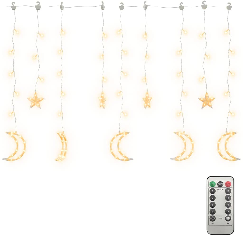 fairy lights-lyskæder stjerne og måne 138 LED'er varm hvid