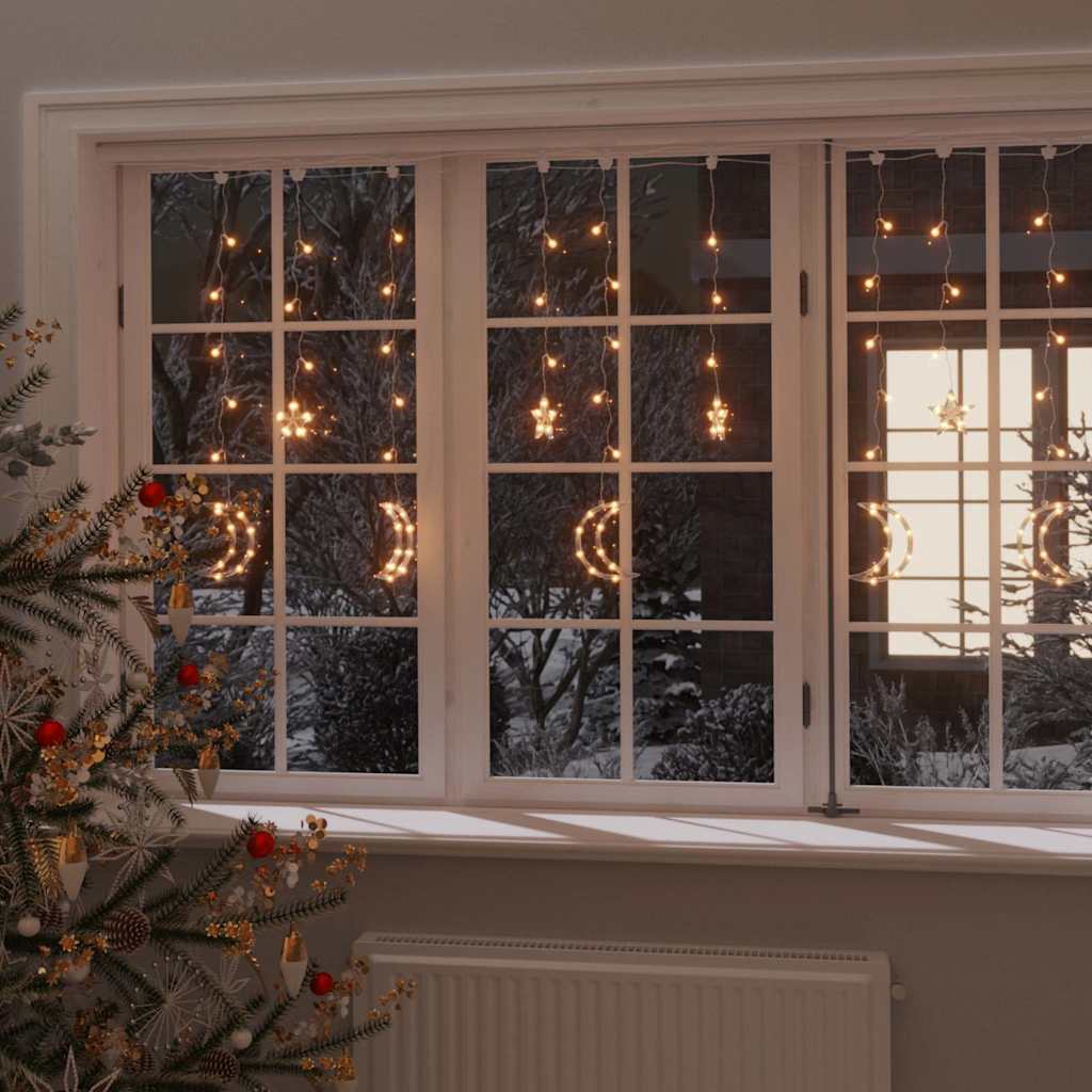 fairy lights-lyskæder stjerne og måne 138 LED'er varm hvid