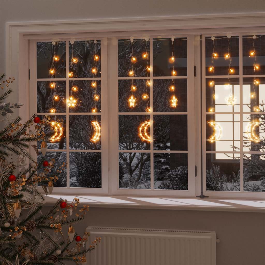 fairy lights-lyskæder stjerne og måne 138 LED'er varm hvid