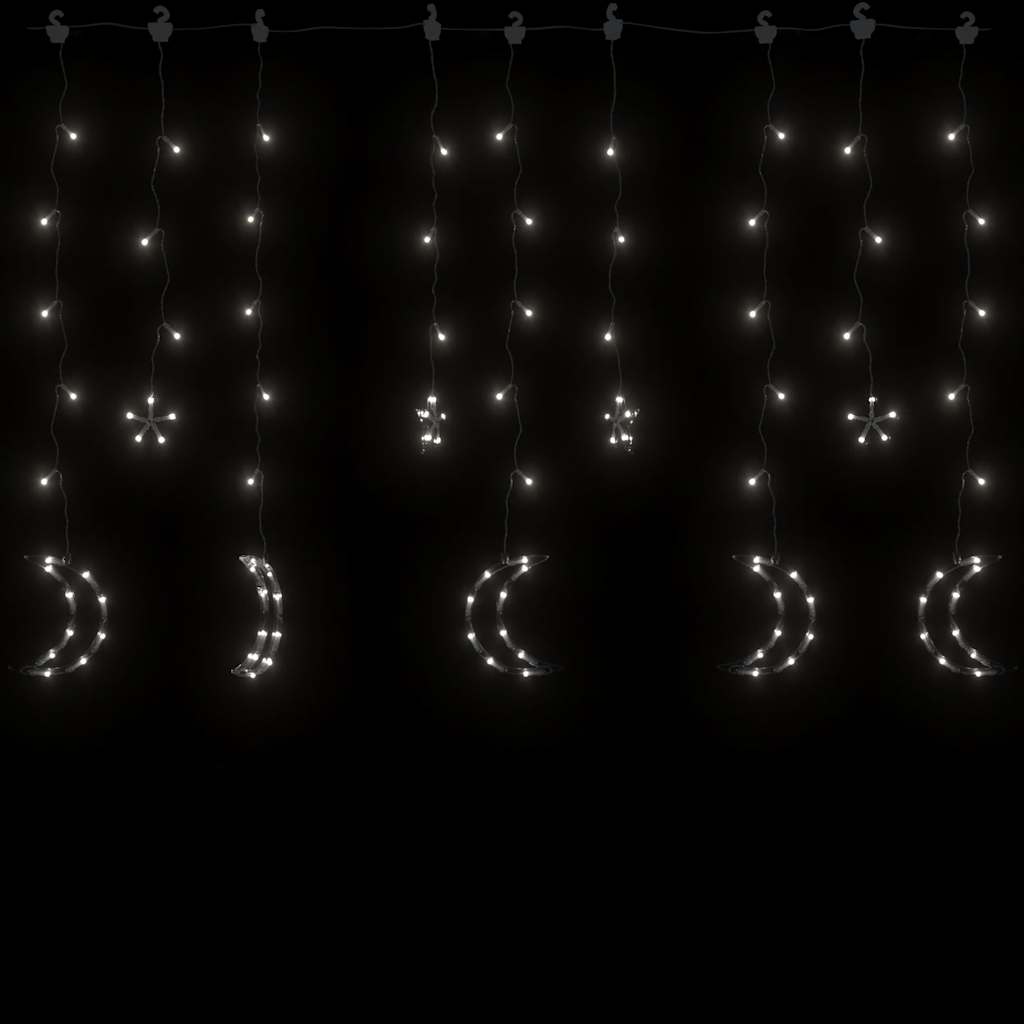 fairy lights-lyskæder stjerne og måne 138 LED'er kold hvid