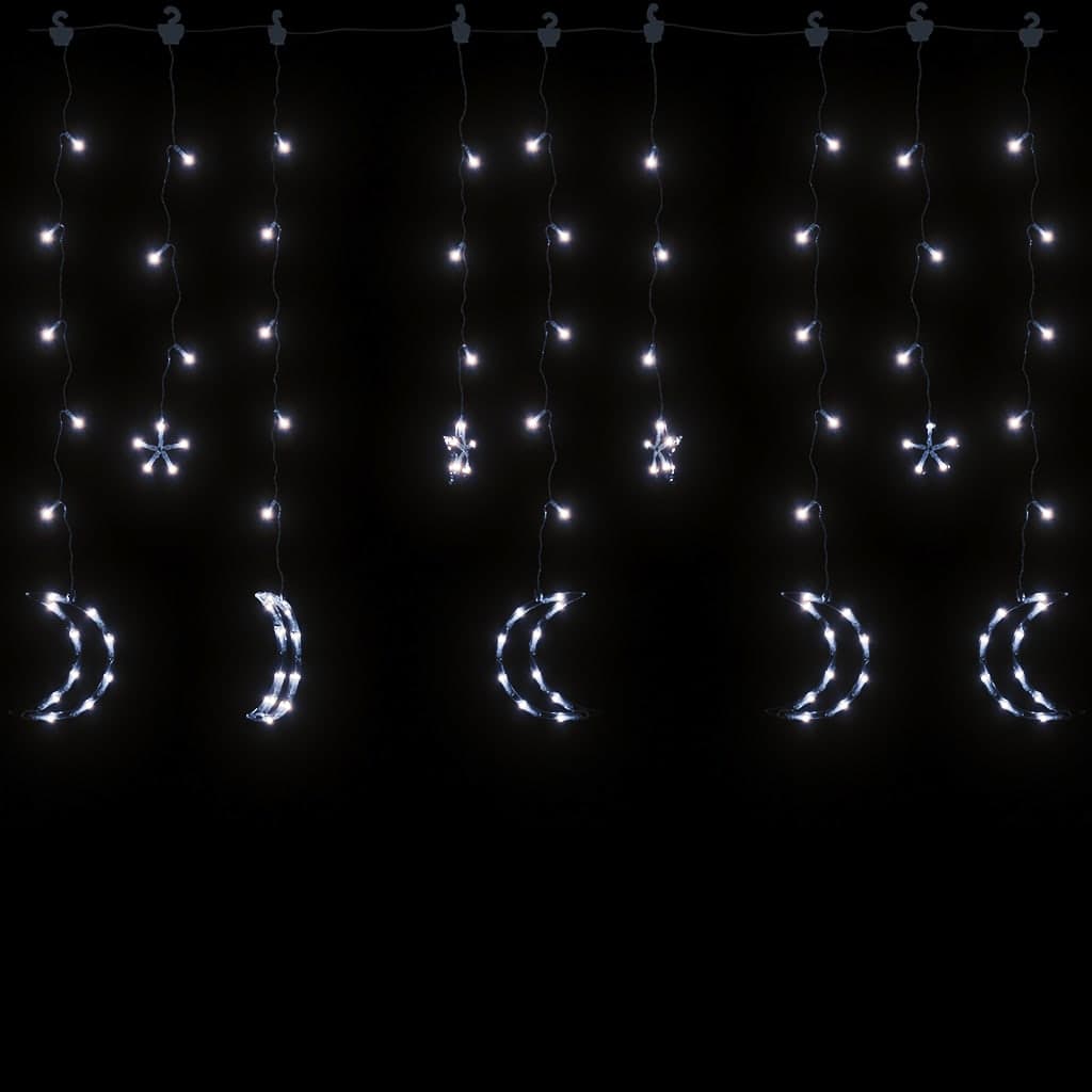 fairy lights-lyskæder stjerne og måne 138 LED'er kold hvid