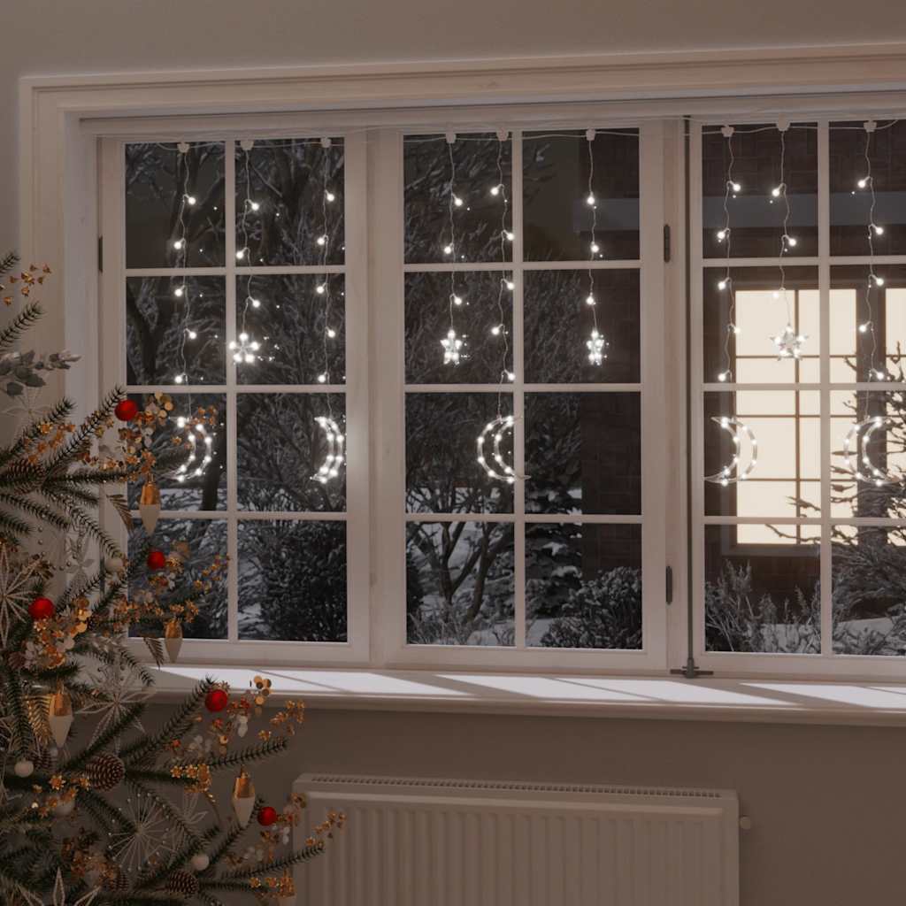 fairy lights-lyskæder stjerne og måne 138 LED'er kold hvid