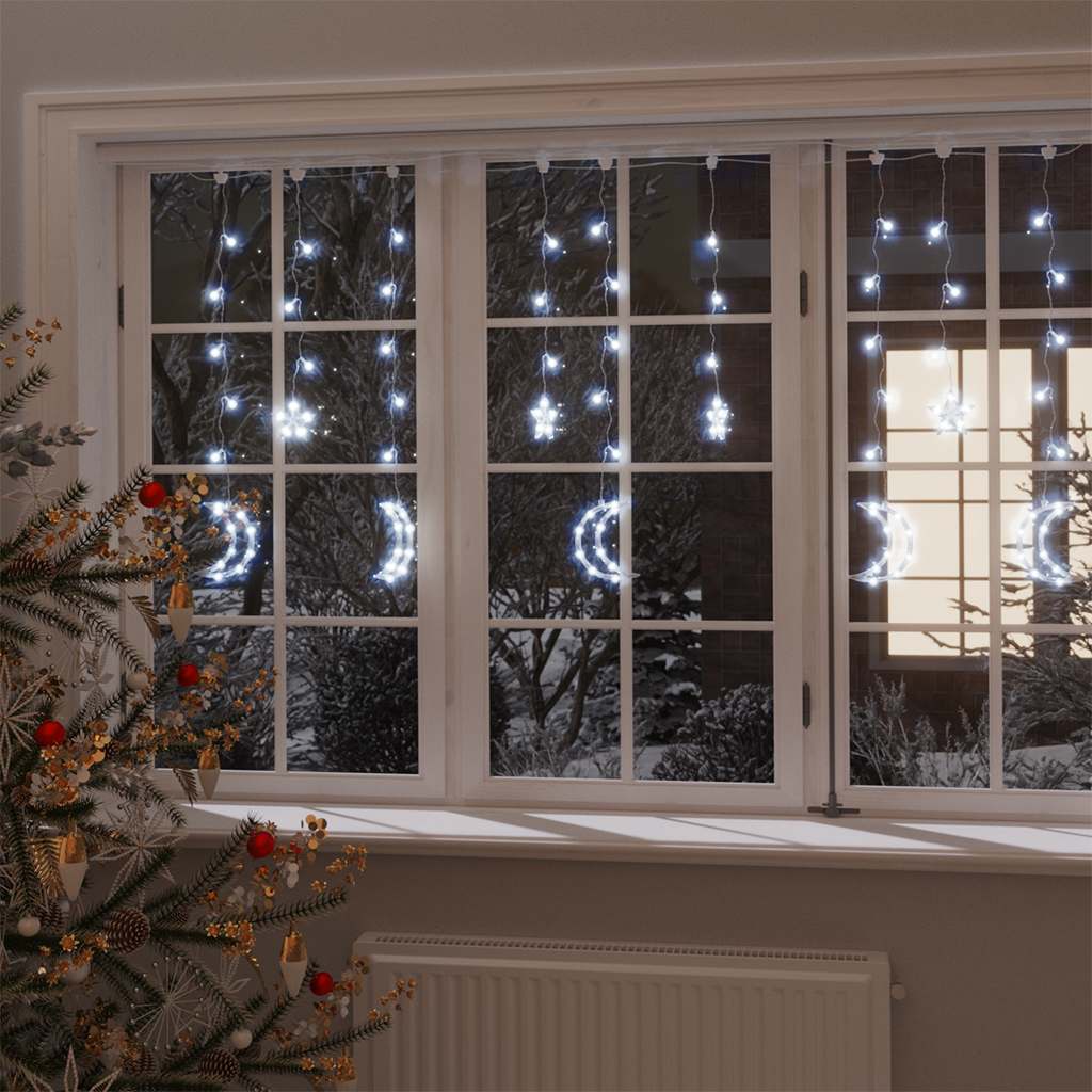 fairy lights-lyskæder stjerne og måne 138 LED'er kold hvid