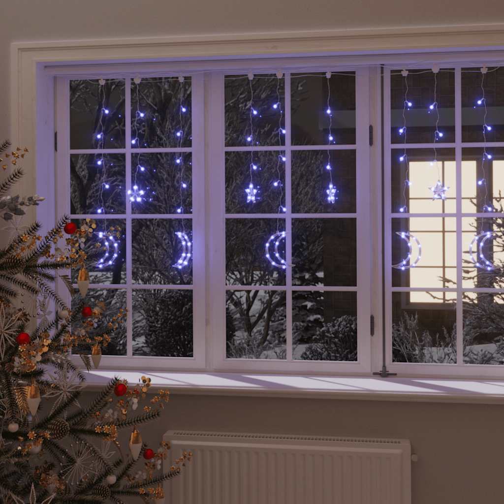 fairy lights-lyskæder stjerne og måne 138 LED'er blå