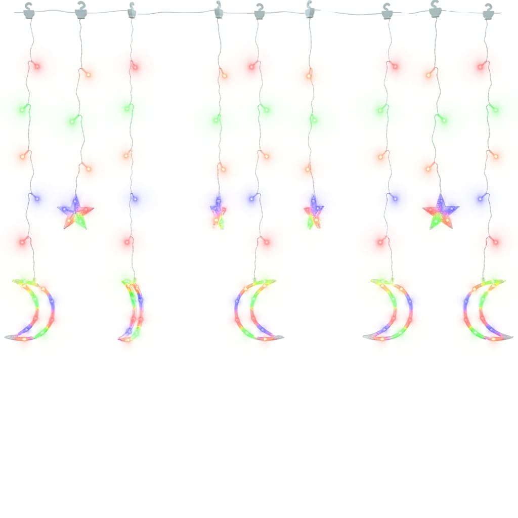 fairy lights-lyskæder stjerne og måne 138 LED'er flerfarvet