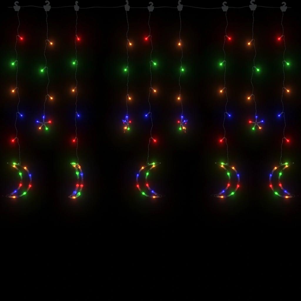 fairy lights-lyskæder stjerne og måne 138 LED'er flerfarvet