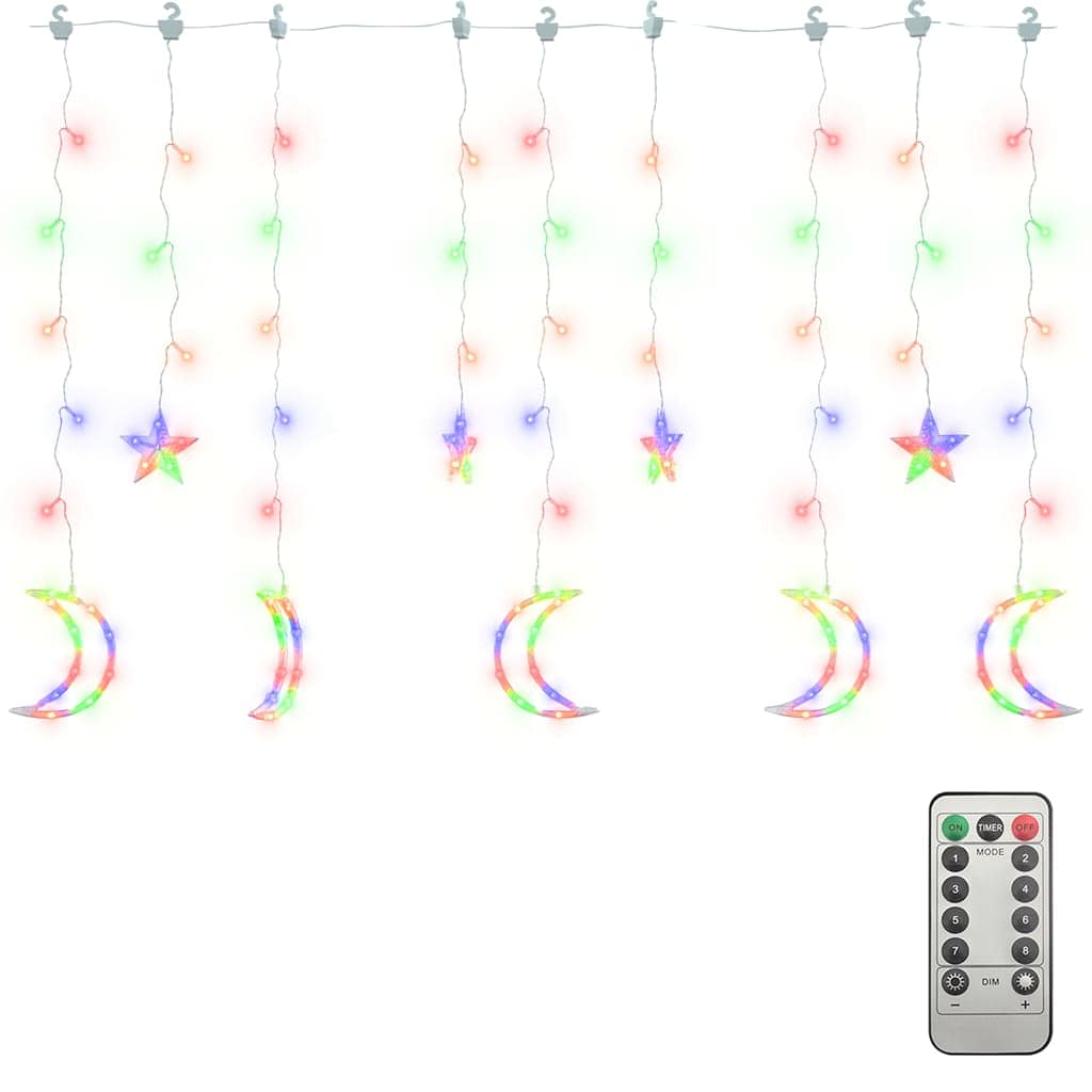 fairy lights-lyskæder stjerne og måne 138 LED'er flerfarvet