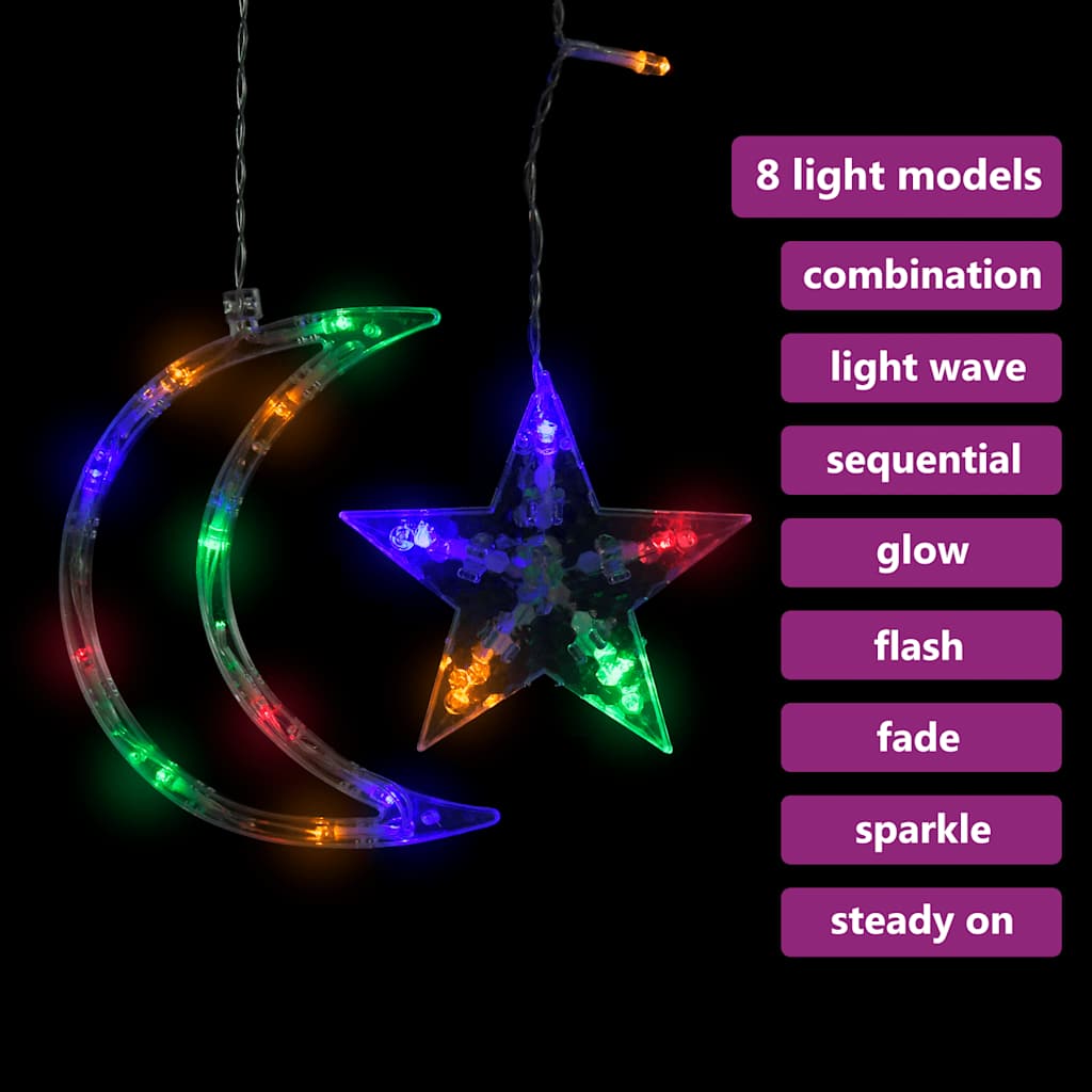 fairy lights-lyskæder stjerne og måne 138 LED'er flerfarvet
