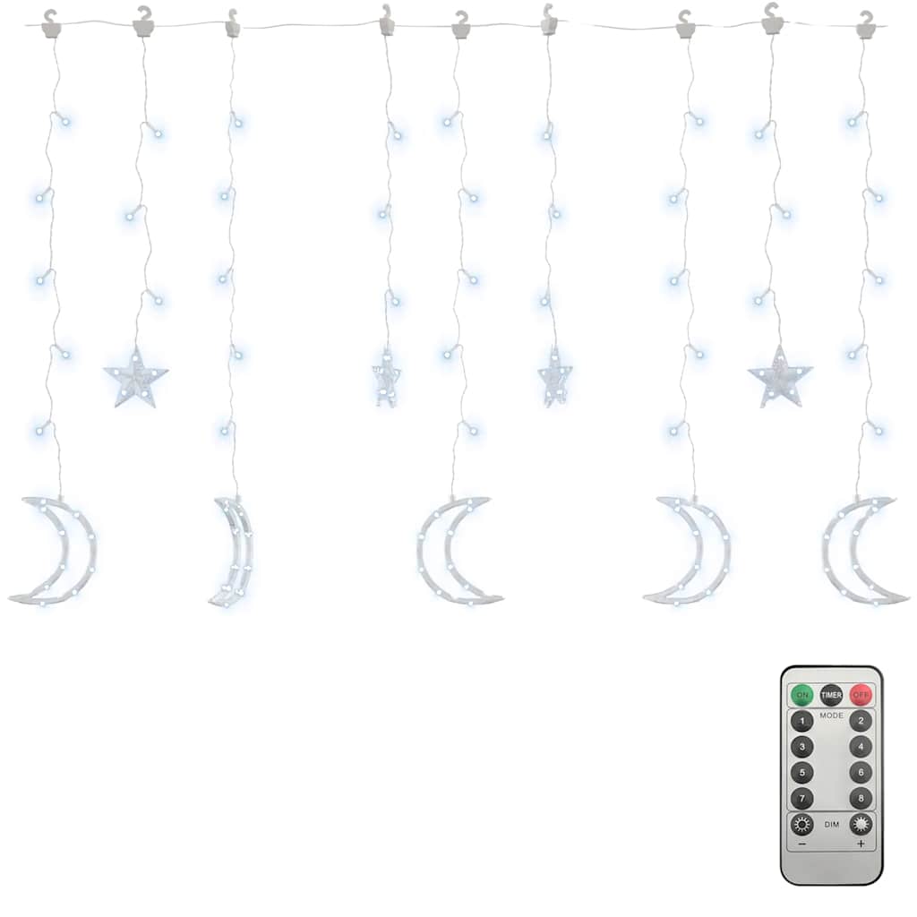 fairy lights-lyskæder stjerne og måne 345 LED'er kold hvid