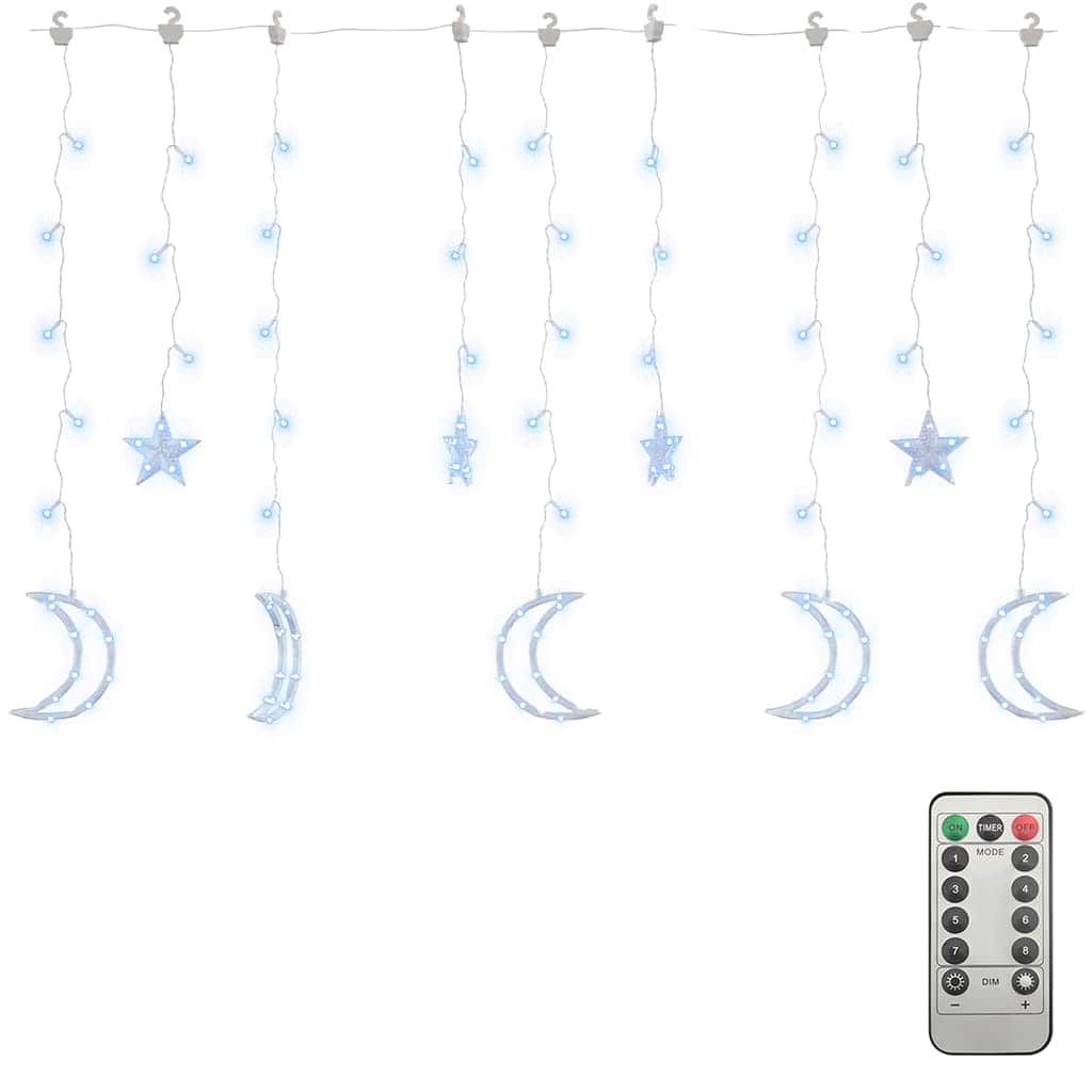 fairy lights-lyskæder stjerne og måne 345 LED'er kold hvid