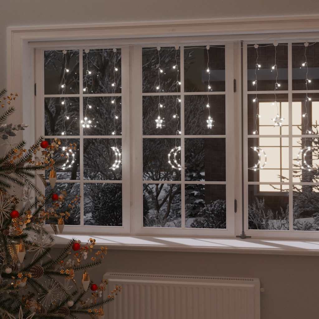 fairy lights-lyskæder stjerne og måne 345 LED'er kold hvid