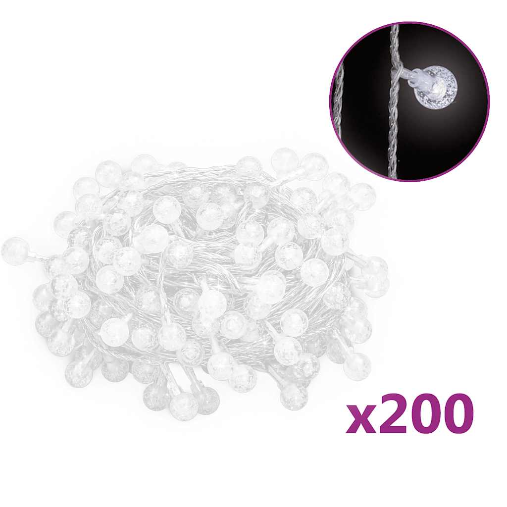 fairy lights-lyskæder 20 m 200 LED'er 8 funktioner kold hvid