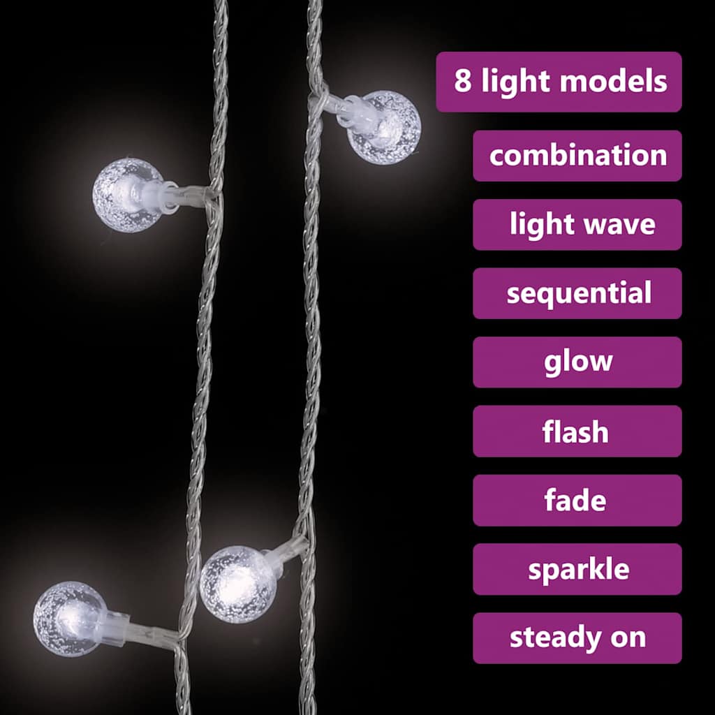 fairy lights-lyskæder 20 m 200 LED'er 8 funktioner kold hvid