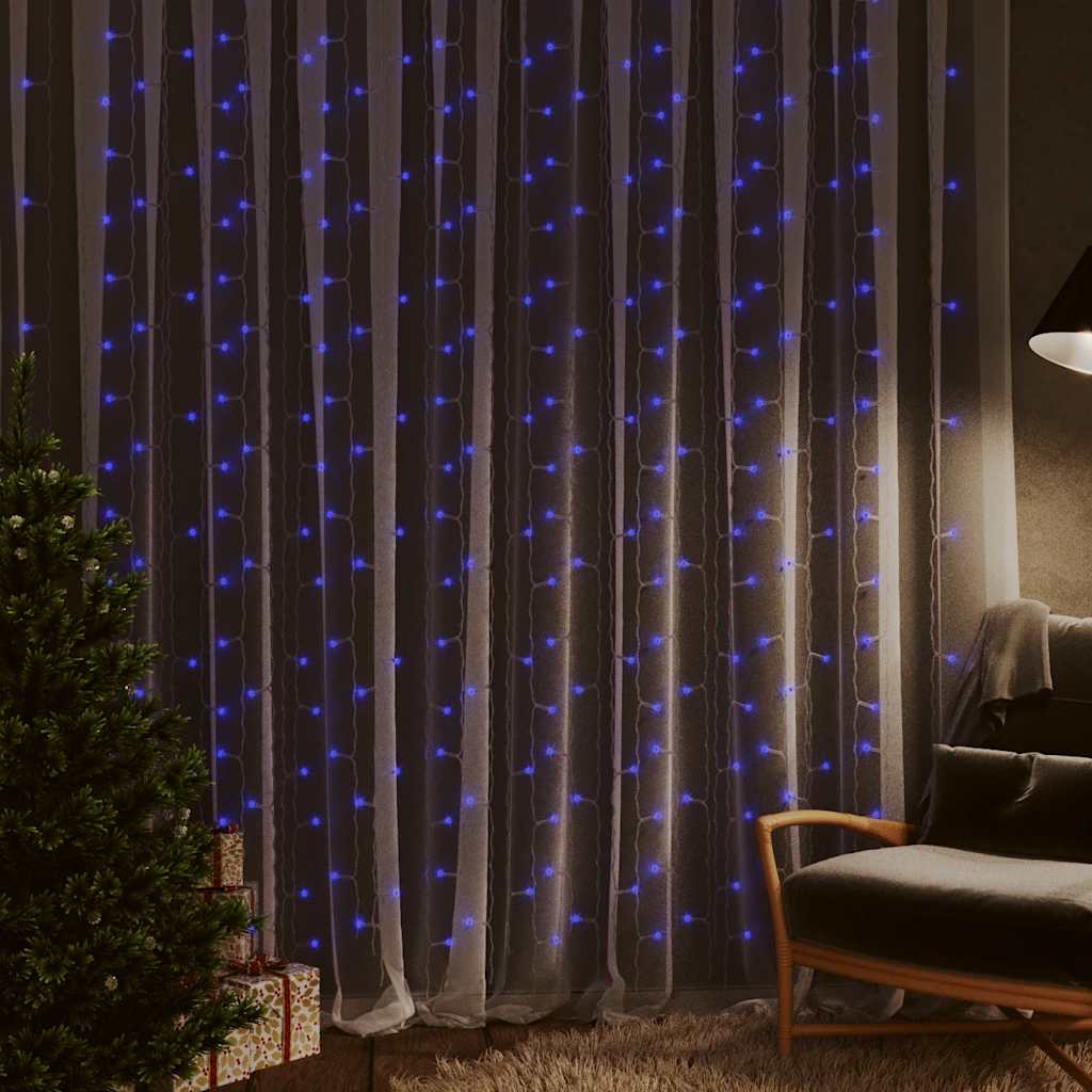 lysgardin 3x3 m 300 LED'er 8 funktioner blå