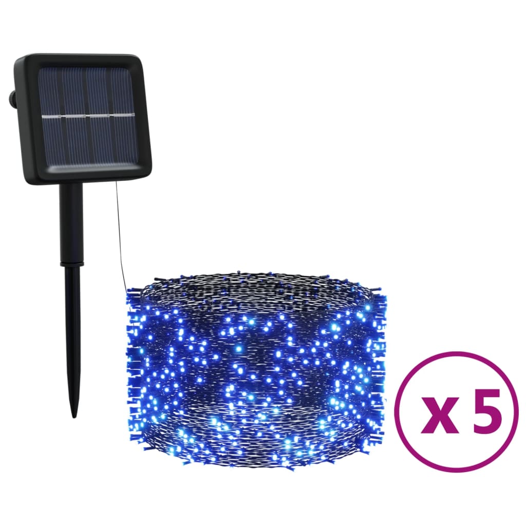 lyskæder 5 stk. 5x200 LED inde/ude soldrevet blå