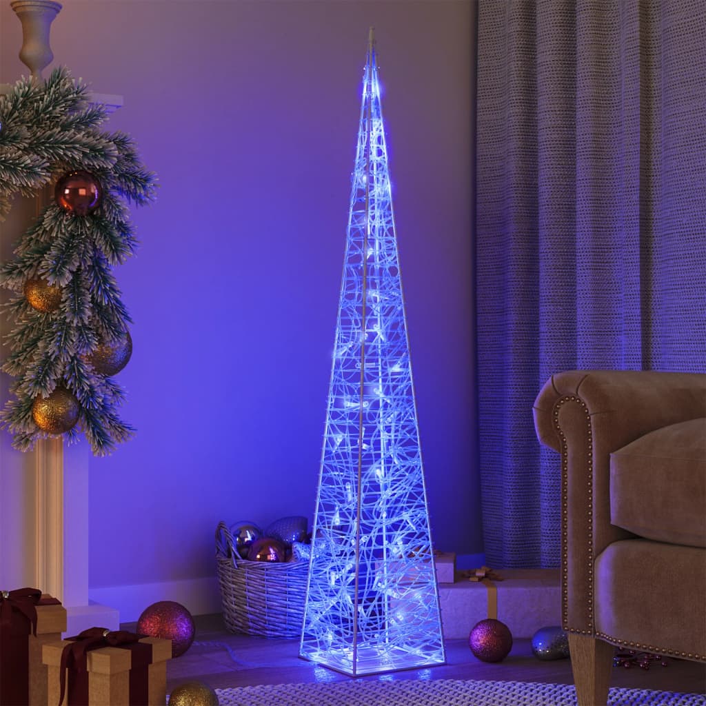 dekorativ LED-lyskegle 120 cm akryl blå
