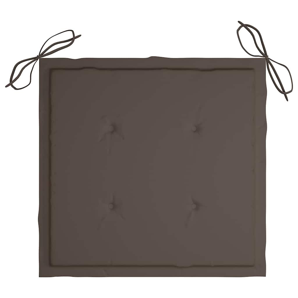 Klapstole med taupe hynder 8 stk. massivt teaktræ
