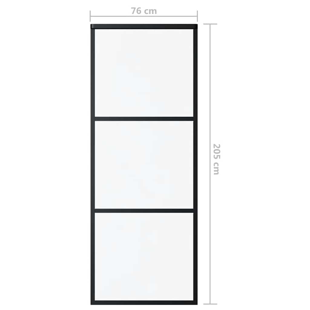 skydedør 3-panel 76x205 cm sikkerhedsglas og aluminium sort