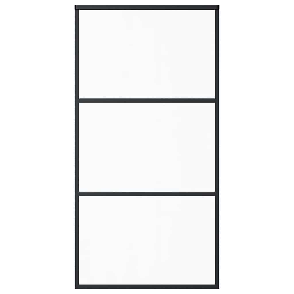 skydedør 102x205 cm sikkerhedsglas og aluminium sort