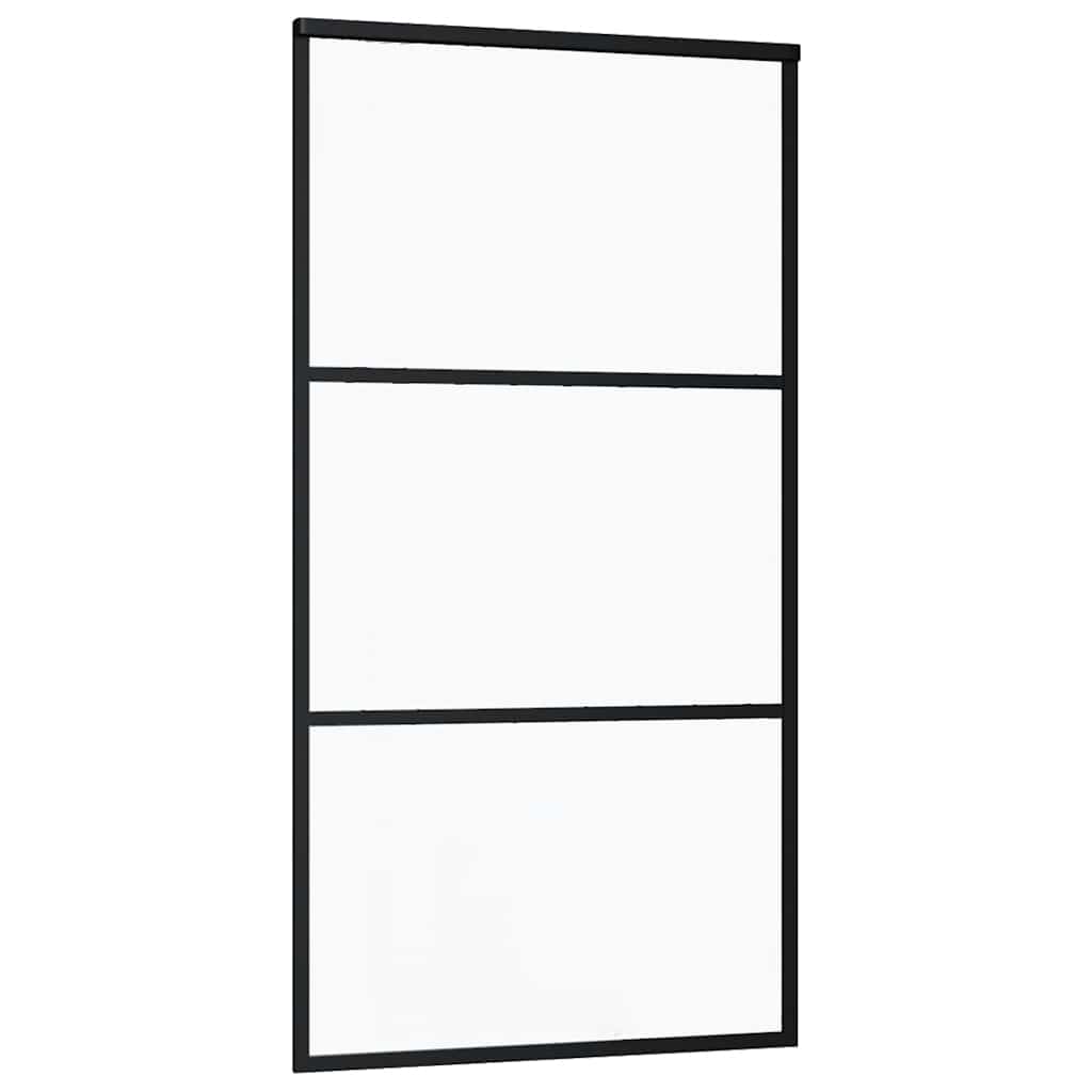 skydedør 102x205 cm sikkerhedsglas og aluminium sort