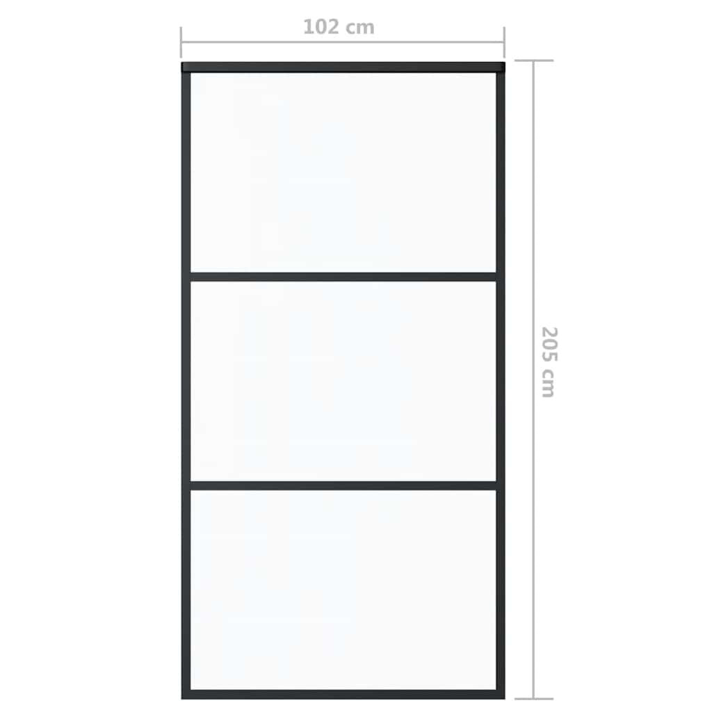 skydedør 102x205 cm sikkerhedsglas og aluminium sort