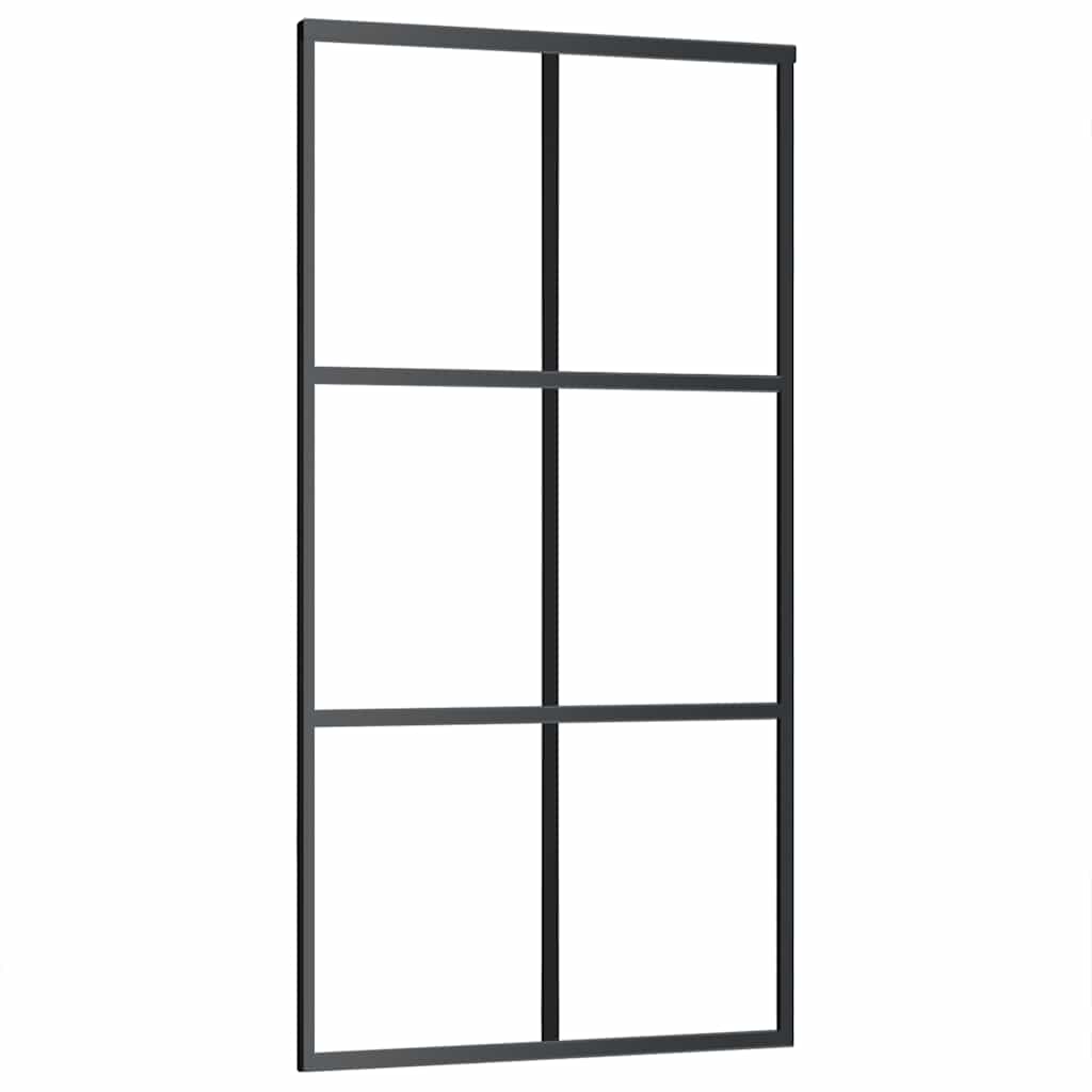 skydedør 102x205 cm sikkerhedsglas og aluminium sort