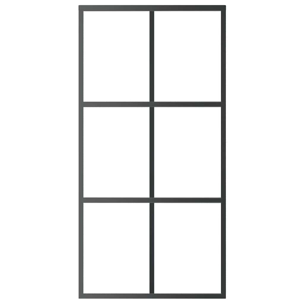 skydedør 102x205 cm sikkerhedsglas og aluminium sort
