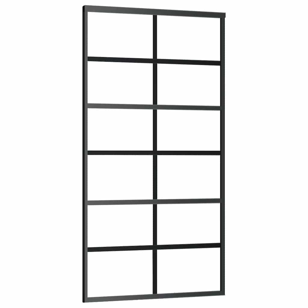 skydedør 102x205 cm sikkerhedsglas og aluminium sort