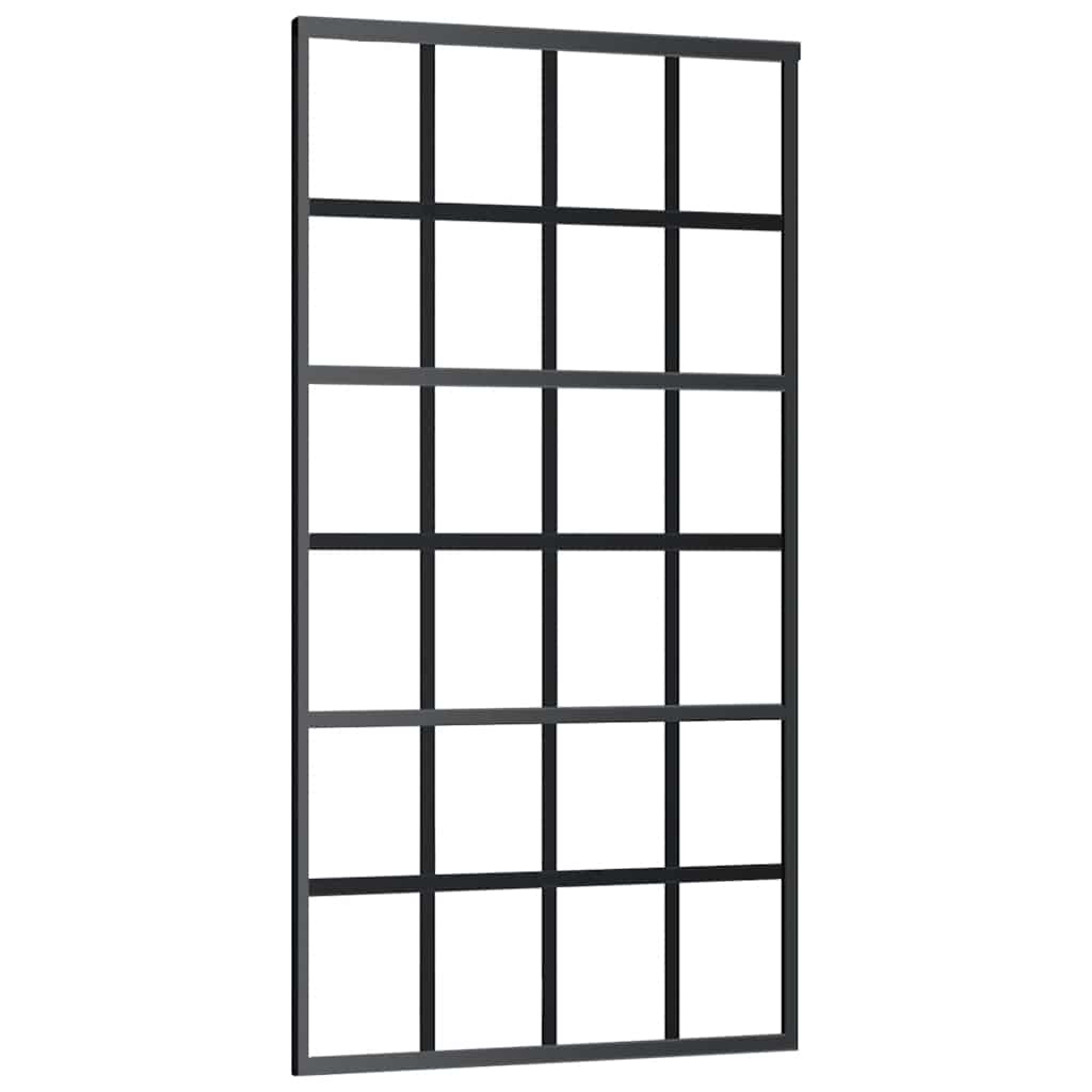 skydedør 102x205 cm sikkerhedsglas og aluminium sort