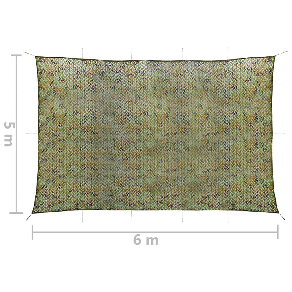 camouflagenet med opbevaringstaske 5x6 m grøn