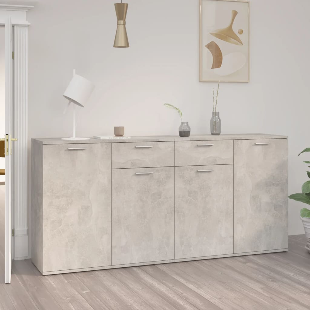 skænk 160x36x75 cm konstrueret træ betongrå