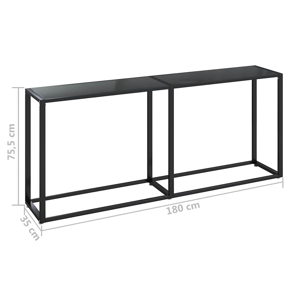 konsolbord 180x35x75,5 cm hærdet glas sort