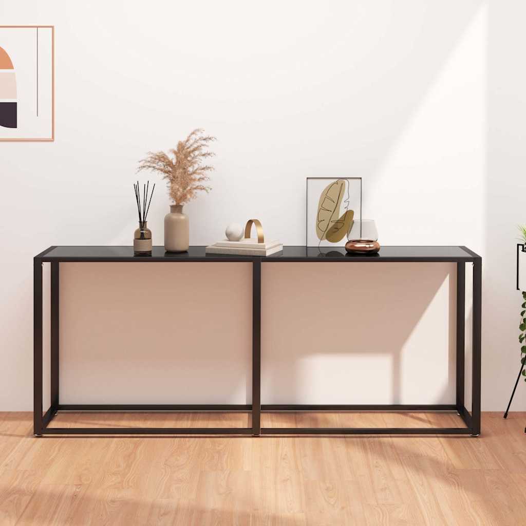 konsolbord 180x35x75,5 cm hærdet glas sort
