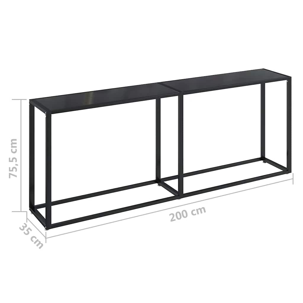konsolbord 200x35x75,5 cm hærdet glas sort