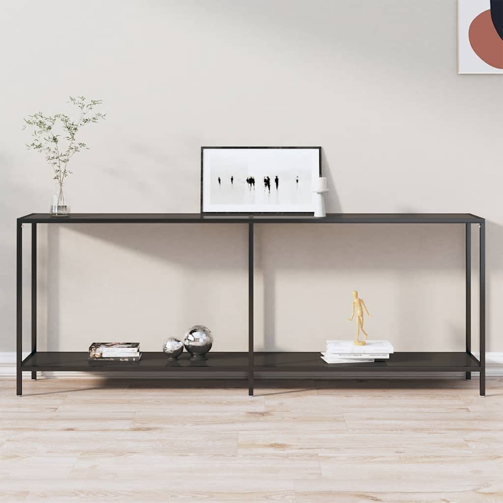 konsolbord 200x35x75,5 cm hærdet glas sort