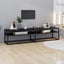 tv-bord 180x40x40,5 cm hærdet glas marmoreffekt sort