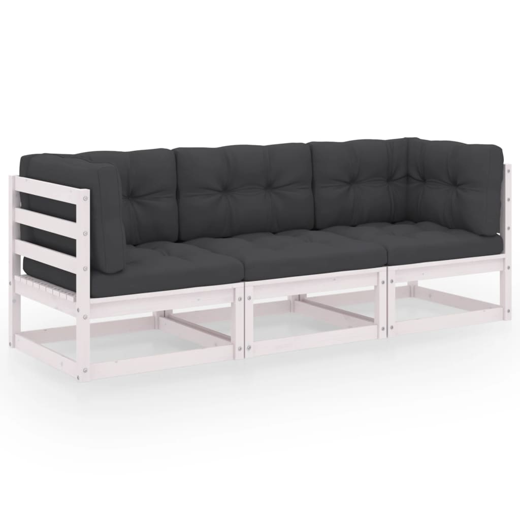3-personers sofa med hynder massivt fyrretræ billede