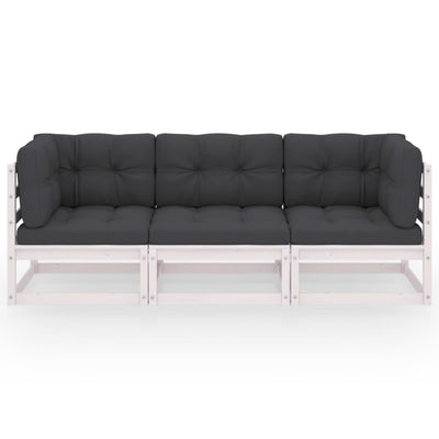 3-personers sofa med hynder massivt fyrretræ