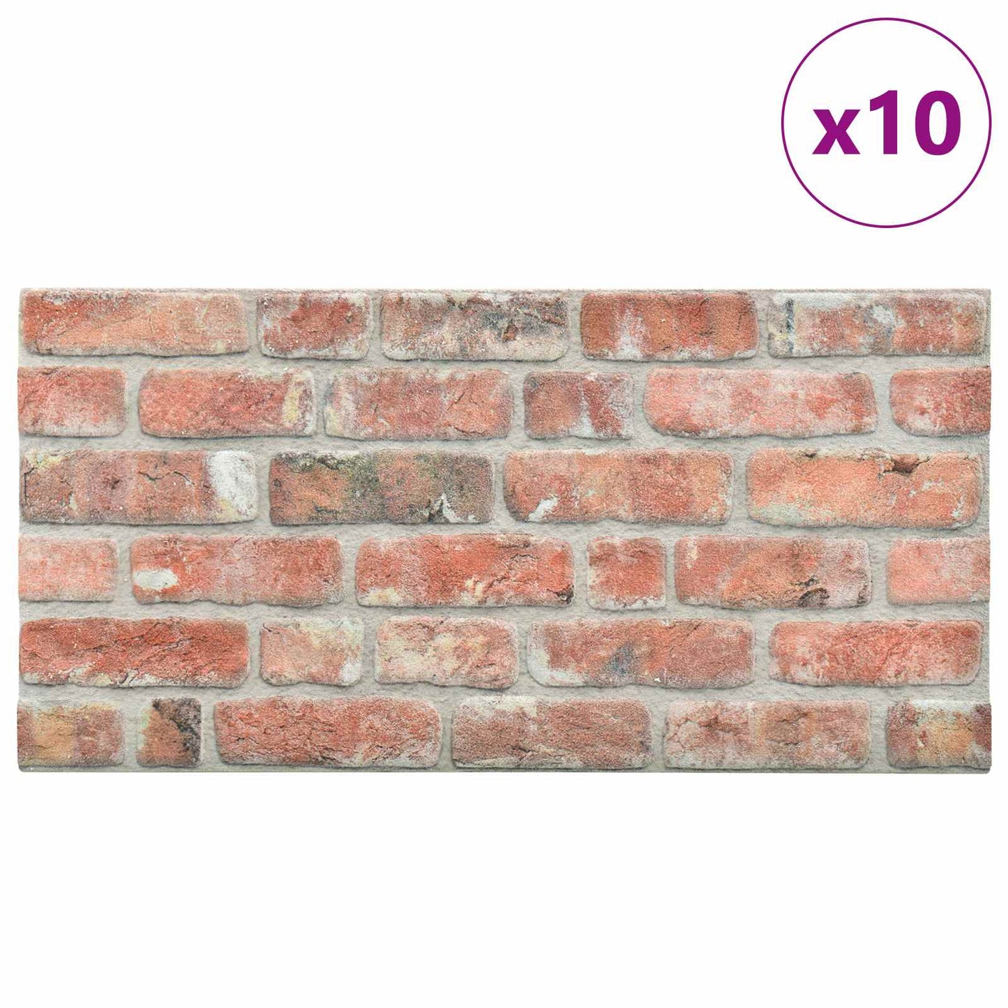 Vægpaneler 10 pcs Rød 100 x 50 cm EPS Skum