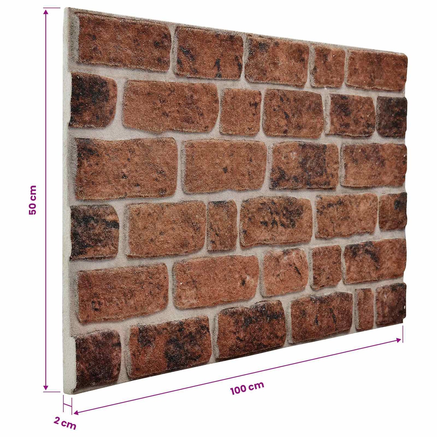 Vægpaneler 10 pcs Brun Mursten 100 x 50 cm EPS Skum