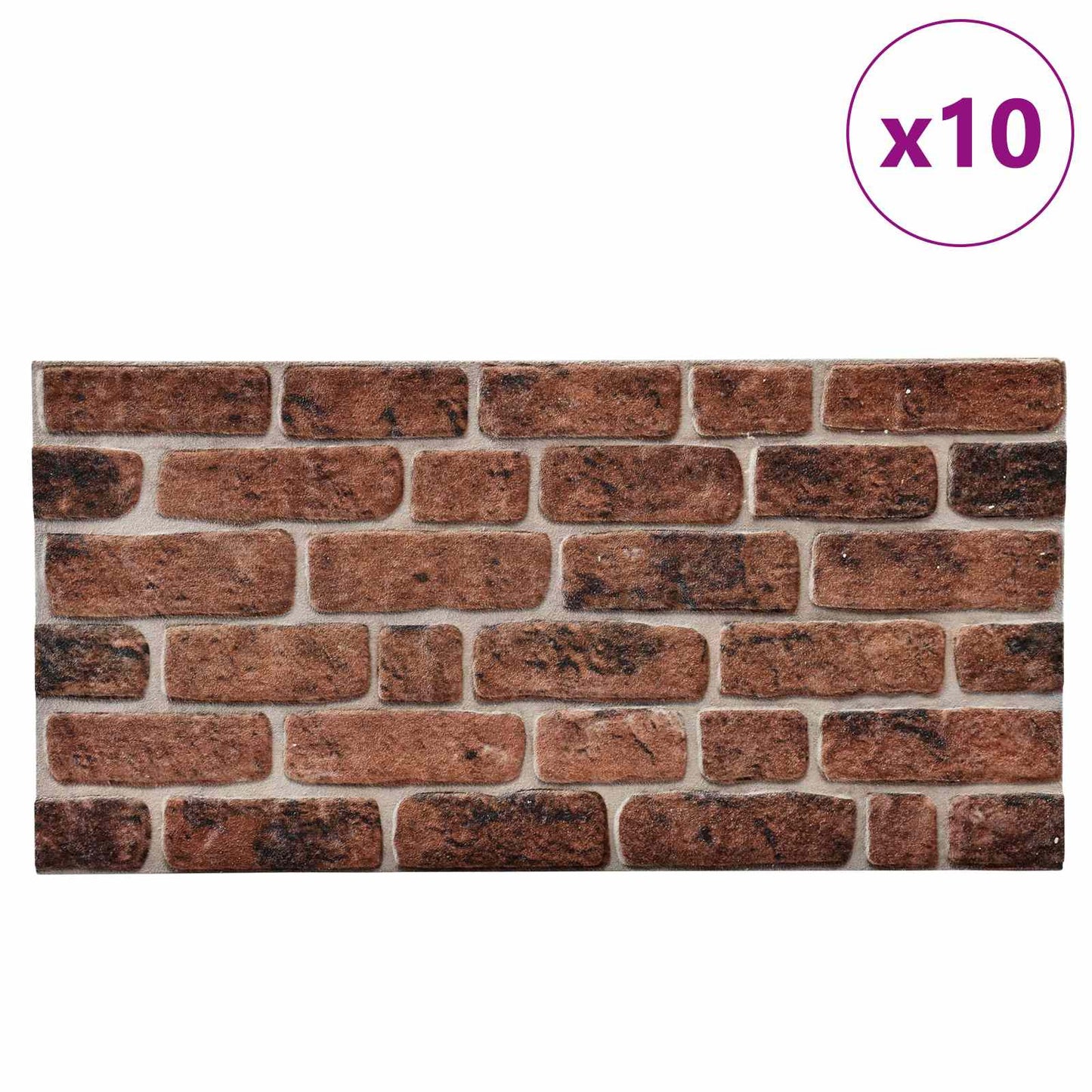 Vægpaneler 10 pcs Brun Mursten 100 x 50 cm EPS Skum