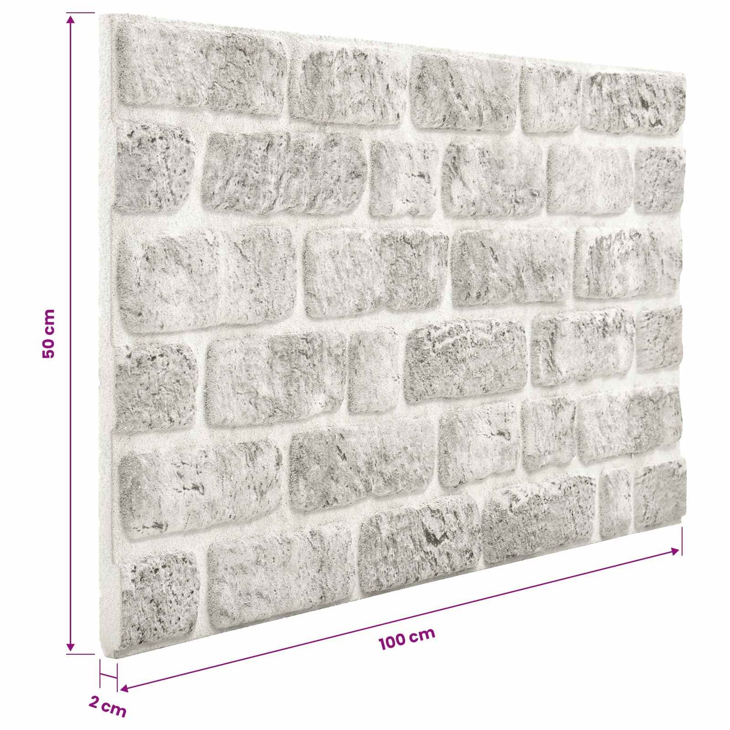 Vægpaneler 10 pcs Lysegrå 100 x 50 cm EPS Skum