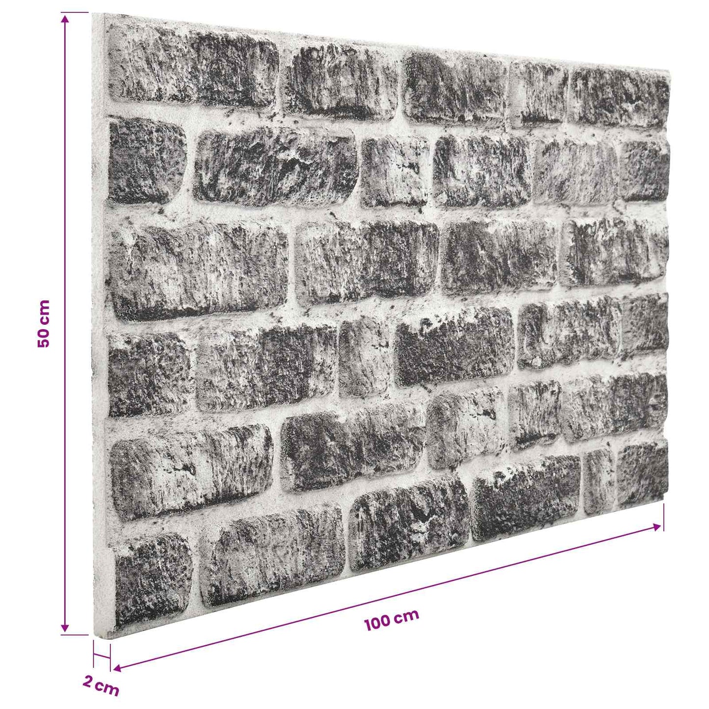 Vægpaneler 10 pcs Mørkegrå og Hvid 100 x 50 cm EPS Skum