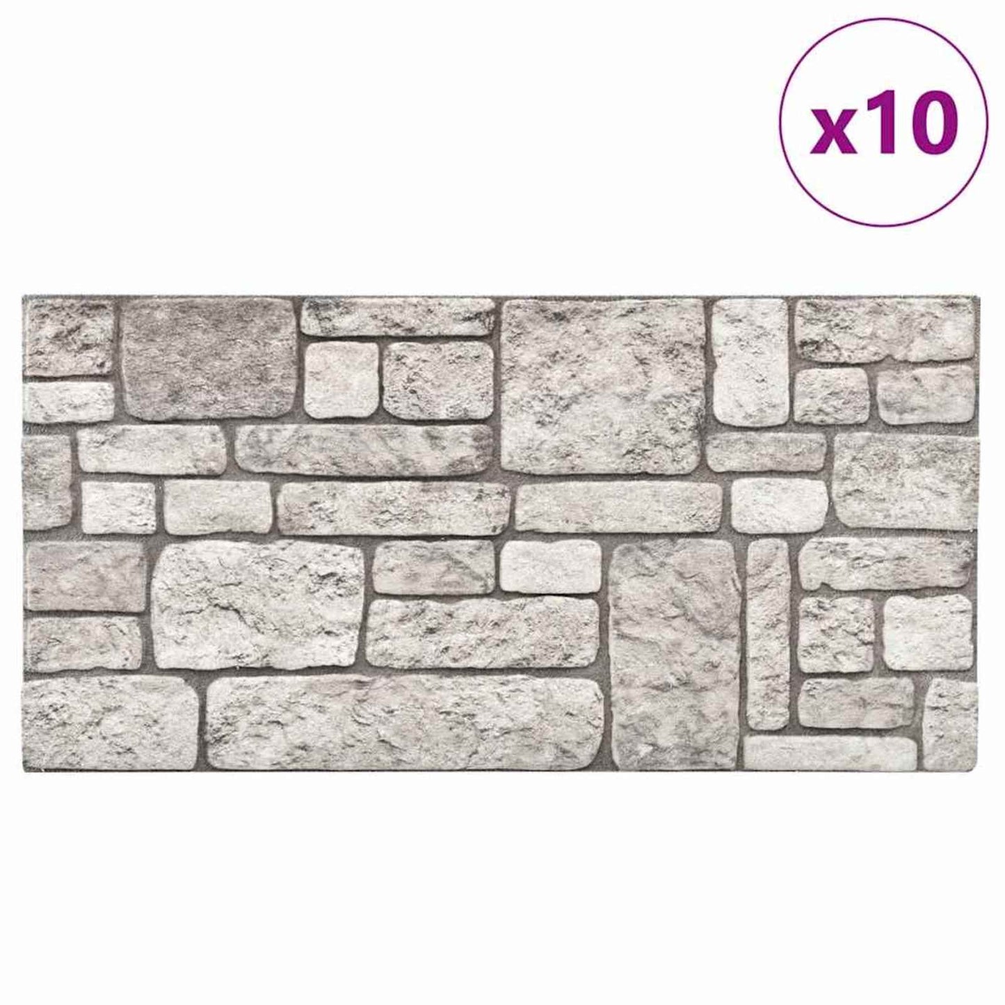 Vægpaneler 10 pcs Grå 100 x 50 cm EPS Skum