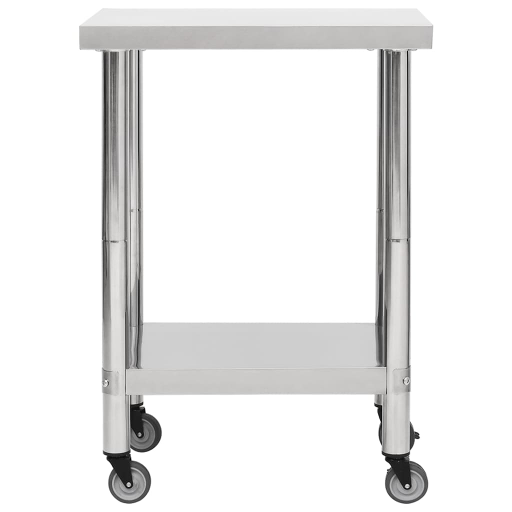 arbejdsbord med hjul til køkken 60x30x85 cm rustfrit stål