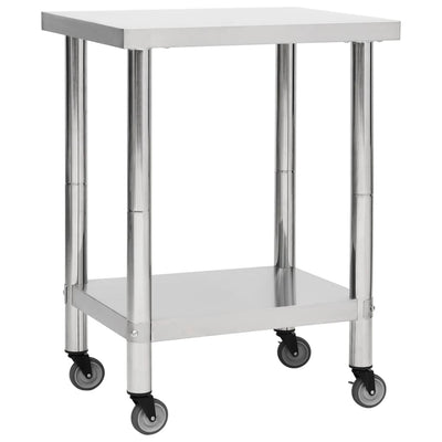 arbejdsbord med hjul til køkken 80x30x85 cm rustfrit stål