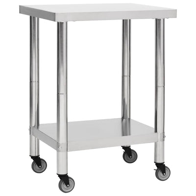 arbejdsbord med hjul til køkken 80x45x85 cm rustfrit stål
