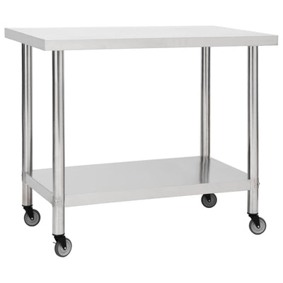 arbejdsbord med hjul til køkken 80x60x85 cm rustfrit stål