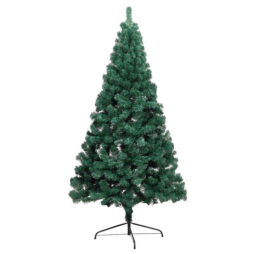 kunstigt halvt juletræ med lys og kuglesæt 150 cm grøn